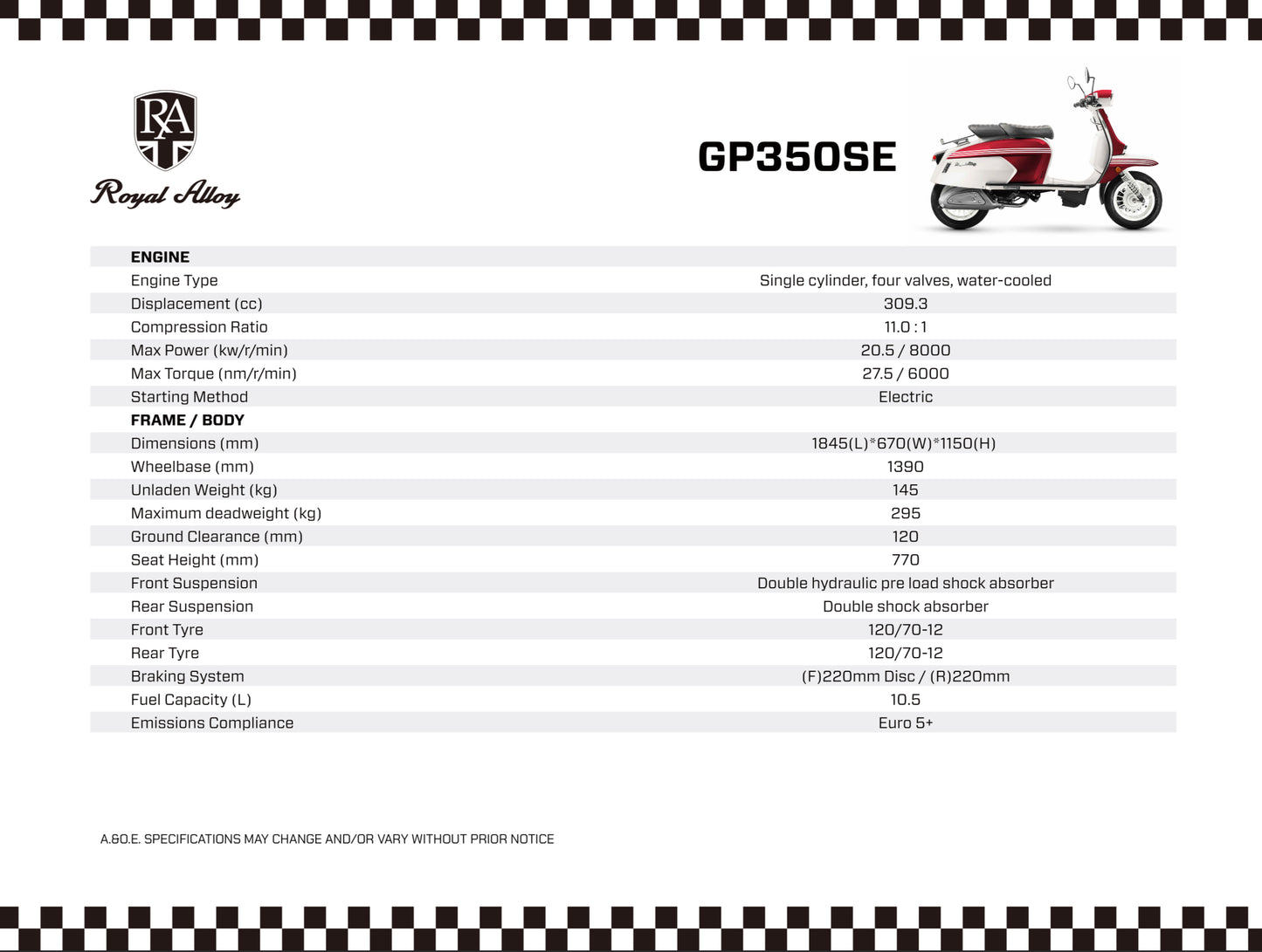 Royal Alloy GP 350 LC SE - Regency Red / Ivory