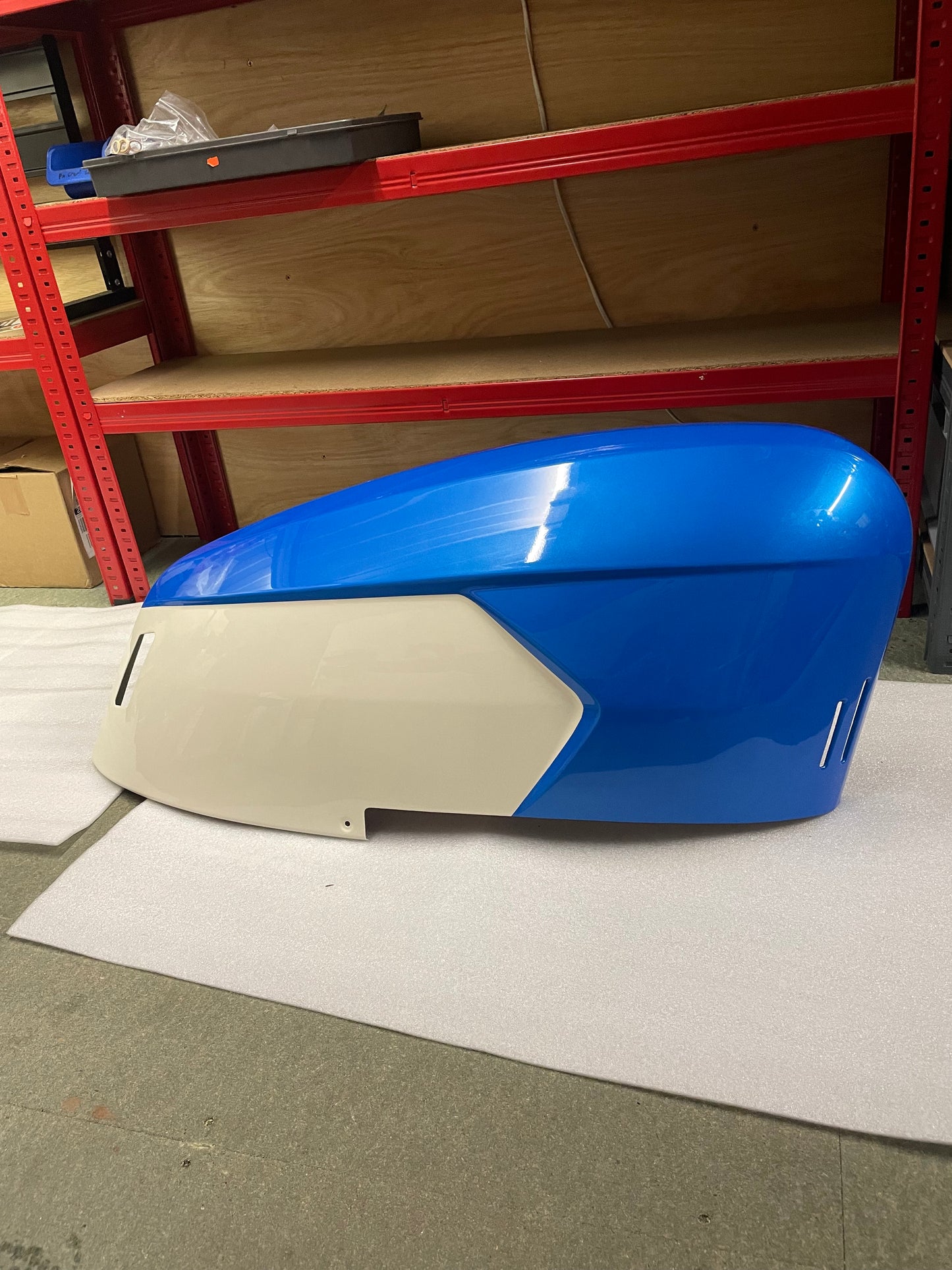Royal Alloy GP Right Hand Side Panel Blue/Ivory With Centre External Bolt Hole