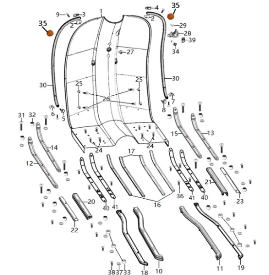 Royal Alloy GP 300 / TG 125 / 300 Outer Left Front Floor Strip - in metal
