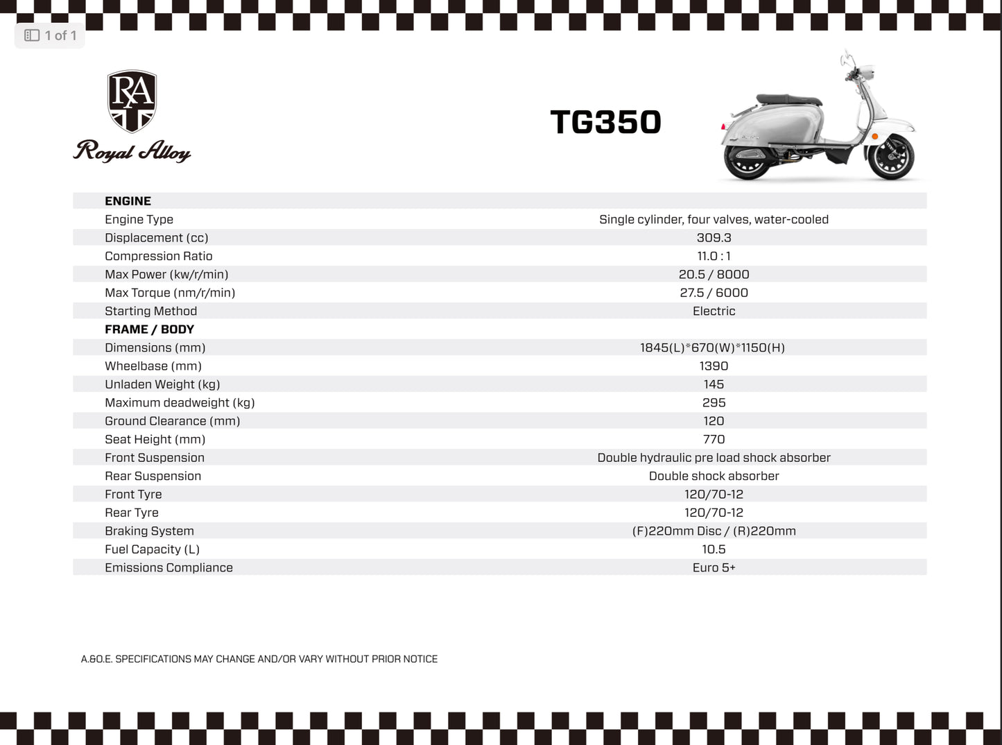 Royal Alloy TG 350 LC - Grey / Ivory