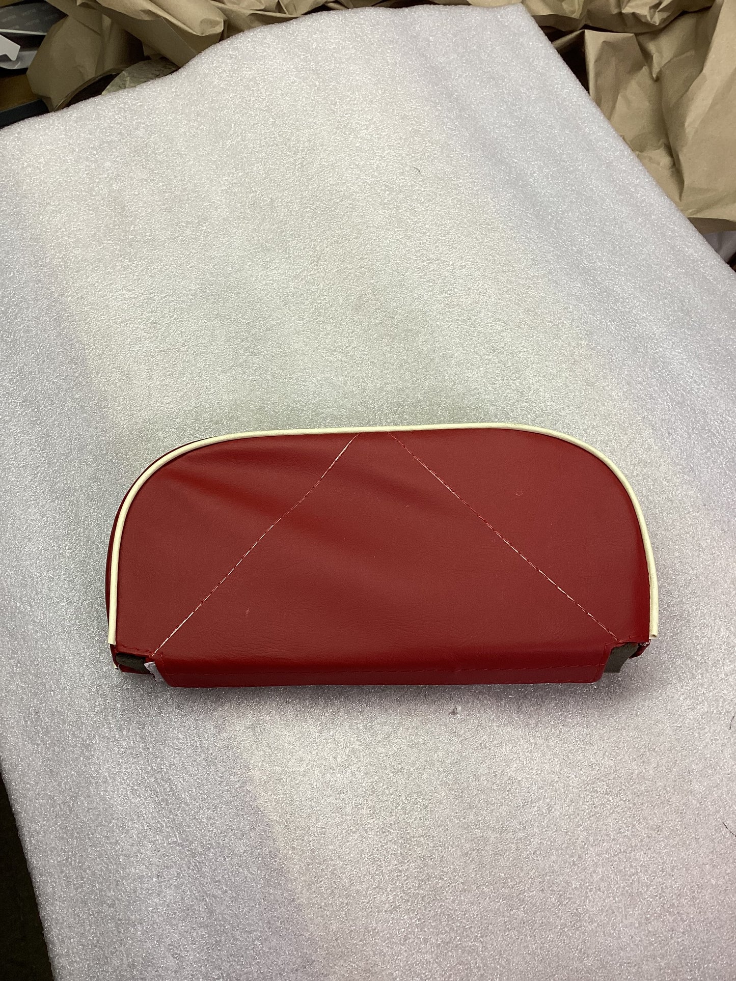 Back Rest Pad - Red With Ivory Piping