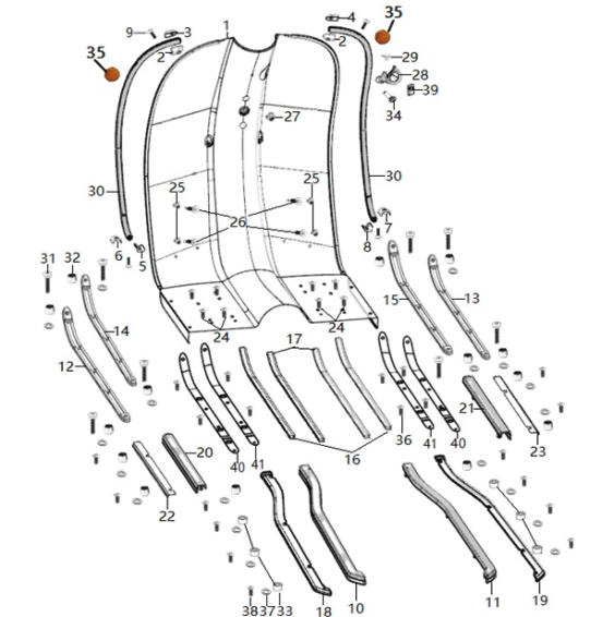 Royal Alloy GP 300 / TG 125 / 300 Outer Left Front Floor Strip -  in metal