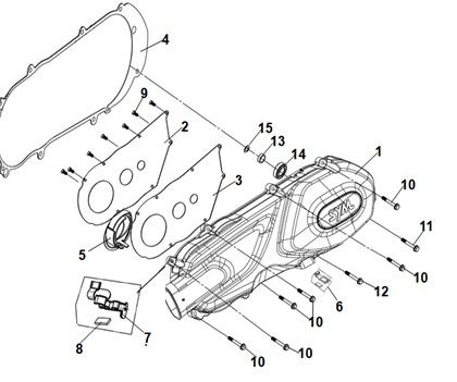 SYm Jet 14 125 LC L/H crankcase cover