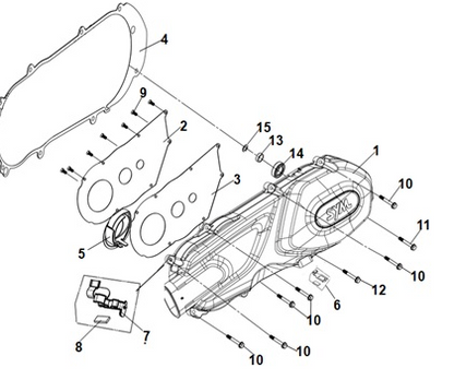 SYm Jet 14 125 LC L/H crankcase cover
