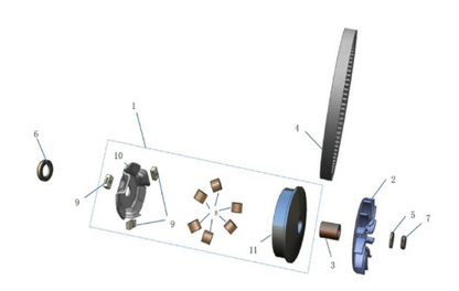Royal Alloy AC 125 Variator Kit - Complete with rollers and sliders - Movable Drive Face Assembly