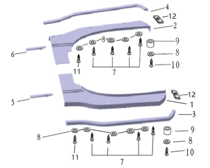 Royal Alloy GT Rear Right Outer Runner Strip Plastic